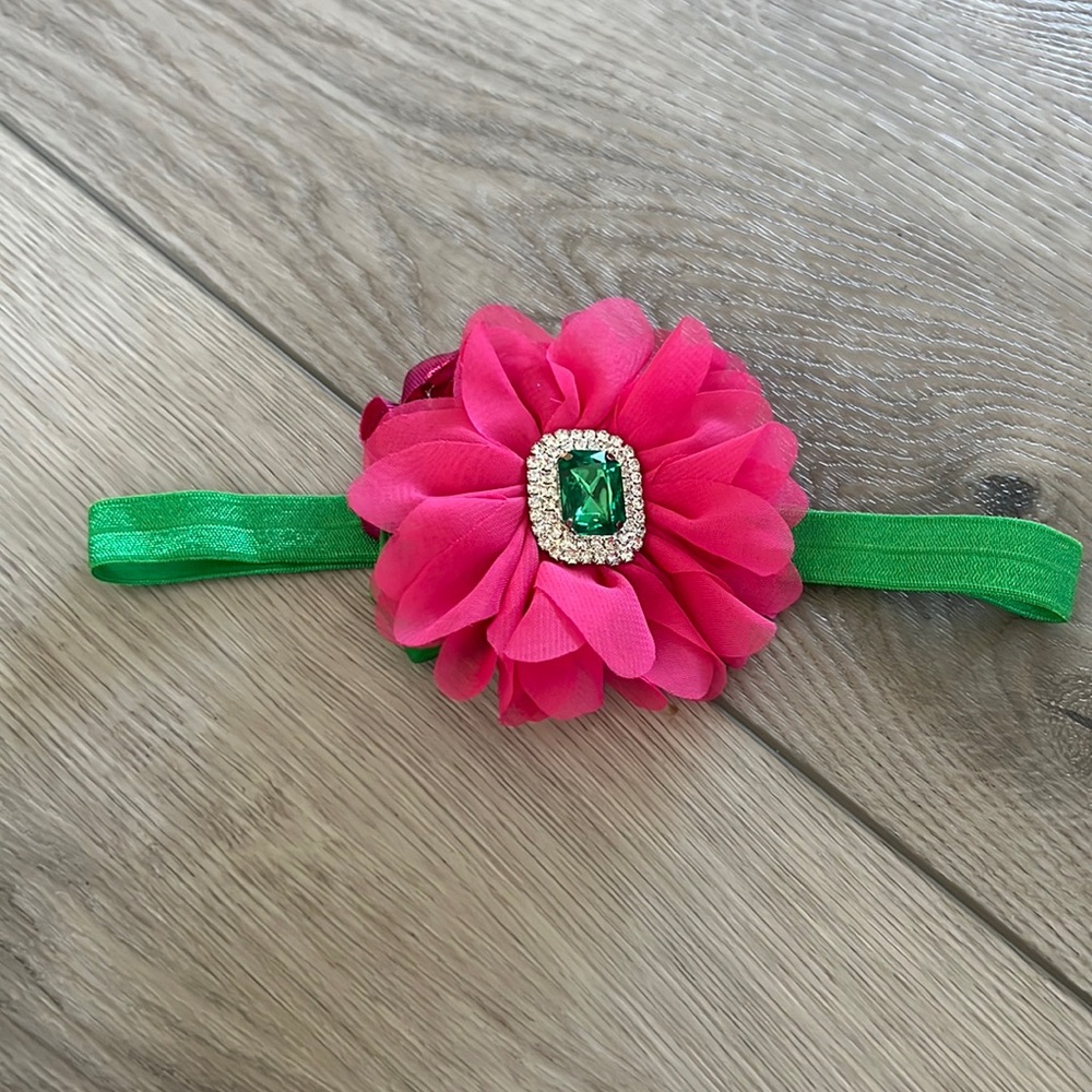 Pink & Green Baby Headband